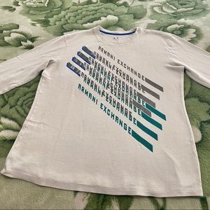 White Long Sleeved Armani Exchange T-Shirt